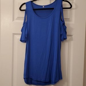 NWOT Blue Cold Shoulder Tee